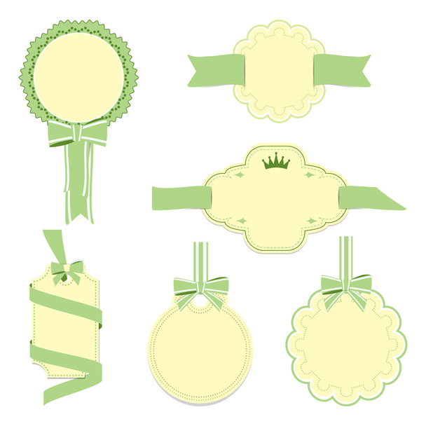 Set of yellow and green badges label - Vektor, kép