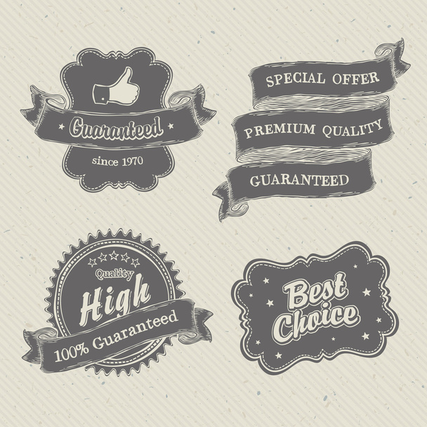 Vintage hand-drawn labels collection on textured paper. Vector i - ベクター画像