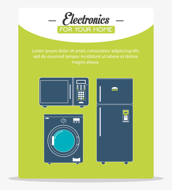 electronic appliances for home design - Vector, Image