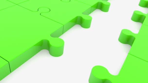 Puzzel stukjes in groene kleur met een ontbrekende blauw  - Video