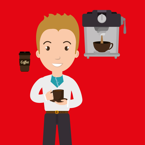 člověk stroj coffee cup - Vektor, obrázek