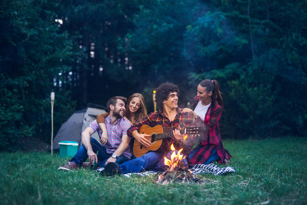 Enjoying camping with friends - Valokuva, kuva