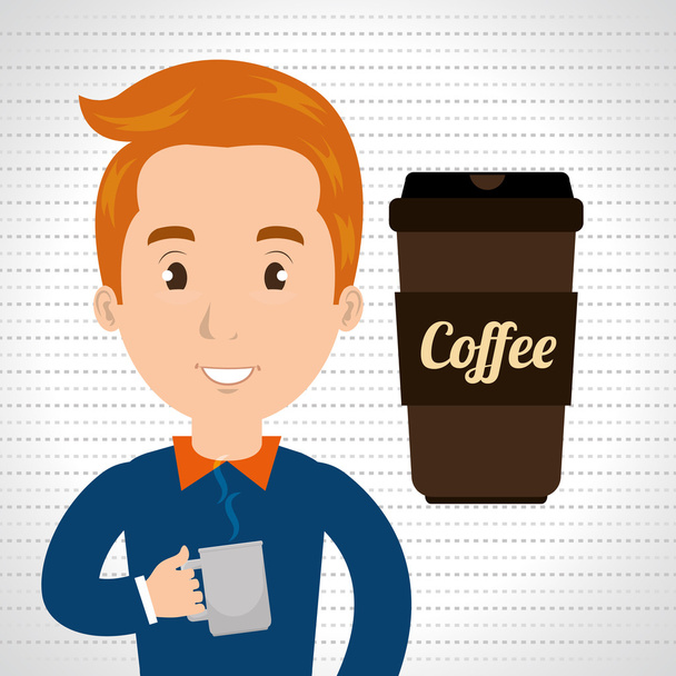 man young cup coffee - Vector, Image
