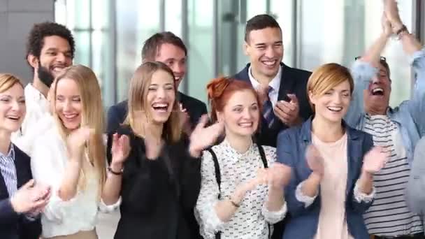  happy business people clapping - Footage, Video