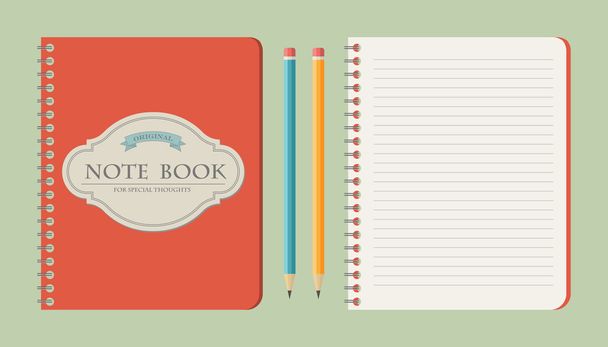 Set of write papers, pencils and and note books - Vector, Image