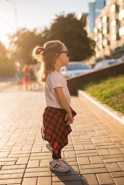 hipster little girl on street - Photo, Image