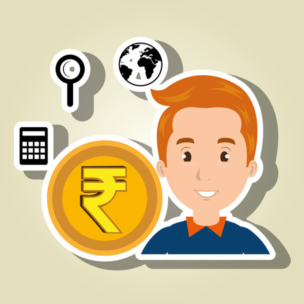 man coin money icons - Vector, Image