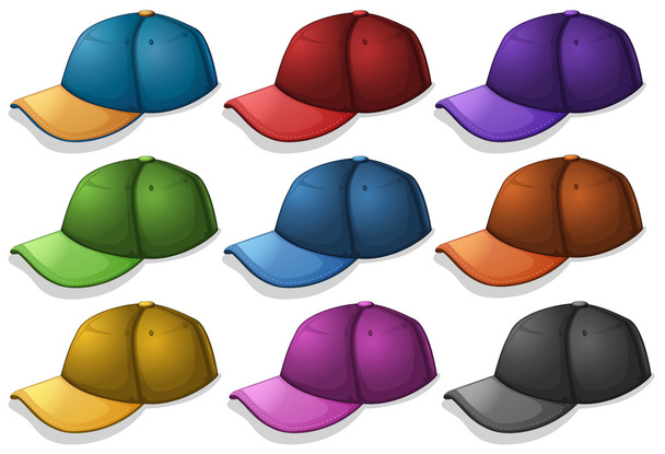 Caps in different colors - Vector, Image