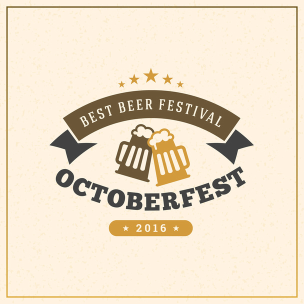 Beer festival Octoberfest celebration. Retro style badge, label, emblem. Vector illustration. Beer label template - Vettoriali, immagini