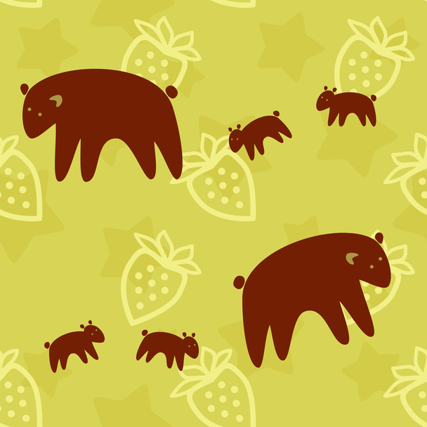Brown Bear family seamless pattern - Vector, afbeelding