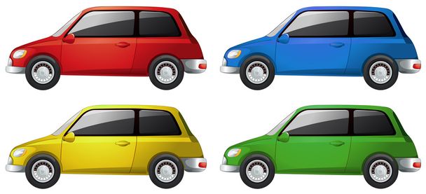 Cars in four different colors - Vector, Image