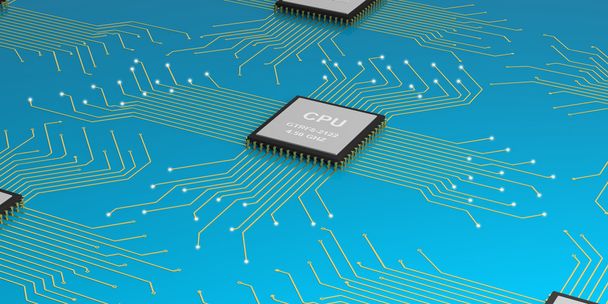 3D-Rendering elektronischer Schaltung CPU-Prozessor - Foto, Bild