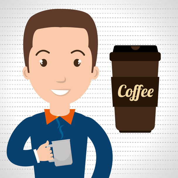 男若いカップ コーヒー - ベクター画像