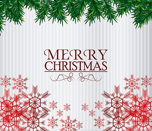 merry christmas leaves and snowflakes design - Vector, Image