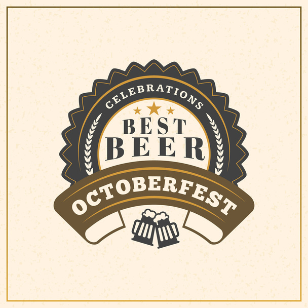 Bierfestival Oktoberfest viering. Label retro-stijl badge, embleem. Vectorillustratie. Bier labelsjabloon - Vector, afbeelding