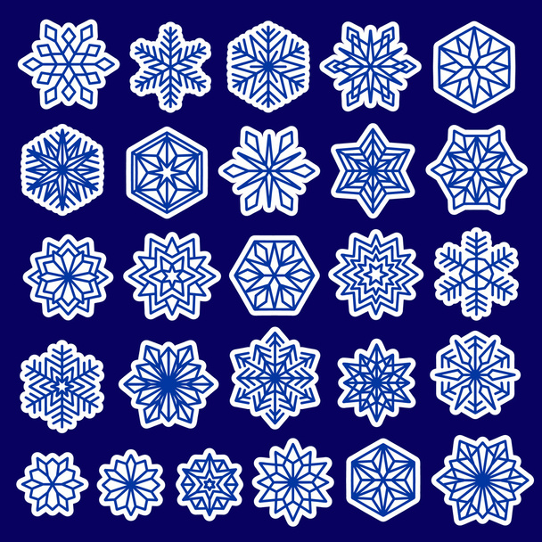 Οι μπλε νιφάδες χιονιού σκηνικά αυτοκόλλητα - Διάνυσμα, εικόνα