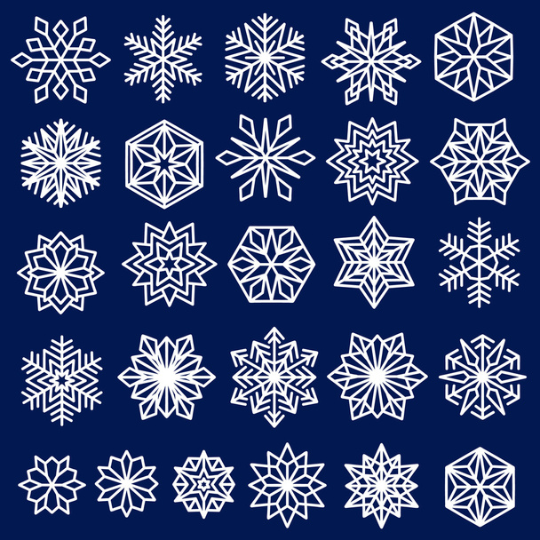Blue Snowflakes Set Line Design - Vector, Image