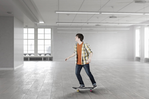 Boy ride skateboard . Mixed media - Zdjęcie, obraz