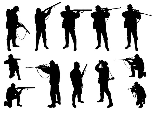 Hunters silhouettes - Vector, Image