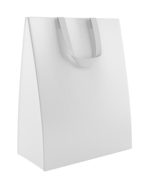 одиночный чистый пакет для покупок изолирован на белом фоне. Трехмерное безразличие
 - Фото, изображение