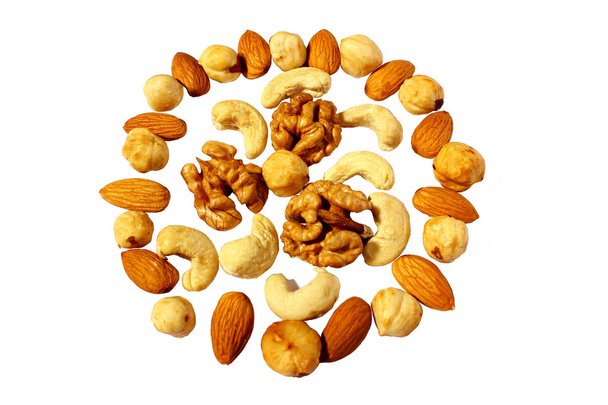 Асортимент від горіхи, мигдаль, фундук, грецькі горіхи, кеш'ю - Фото, зображення