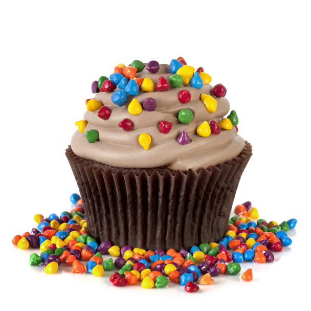 Chocolate Cupcake with Sprinkles - Photo, Image