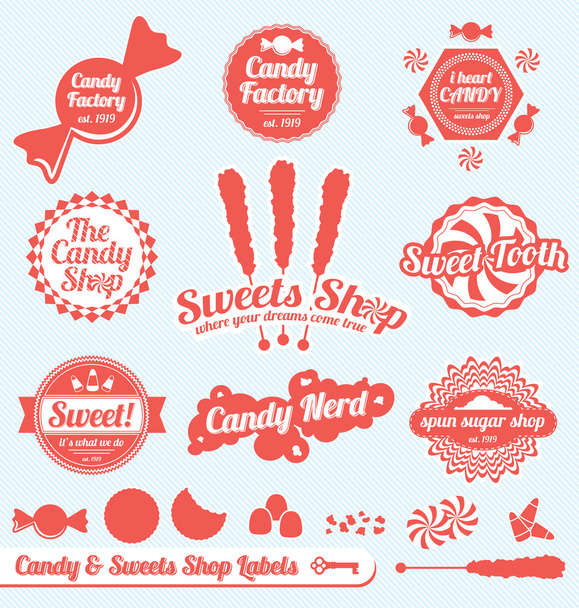 Векторный набор: этикетки и значки Candy Shop
 - Вектор,изображение