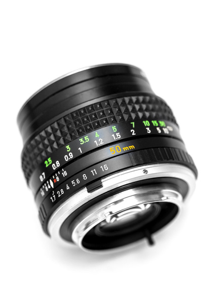 bağbozumu kamera dijital SLR lens üzerinde beyaz izole - Fotoğraf, Görsel