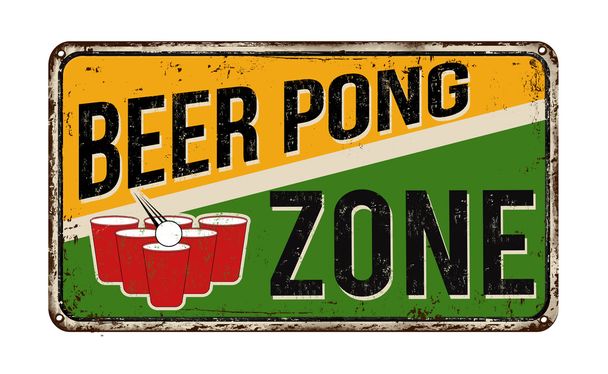 Bira pong bölge vintage metal işareti - Vektör, Görsel