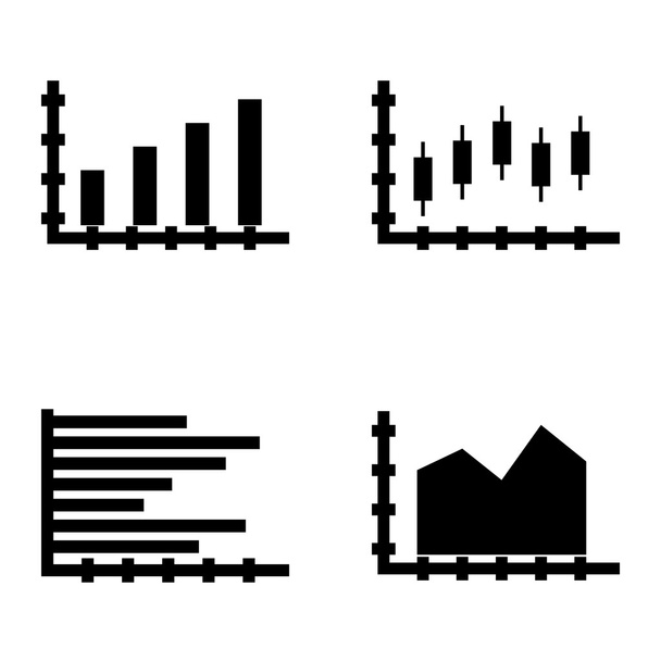 Ensemble d'icônes statistiques sur graphique à barres, graphique à barres horizontales et graphique à bougies. Icônes vectorielles de statistiques pour la conception d'applications, de Web, de mobiles et d'infographies
. - Vecteur, image