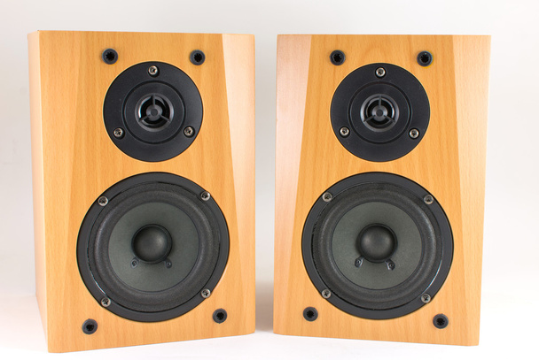 Altoparlanti stereo in legno su bianco
 - Foto, immagini