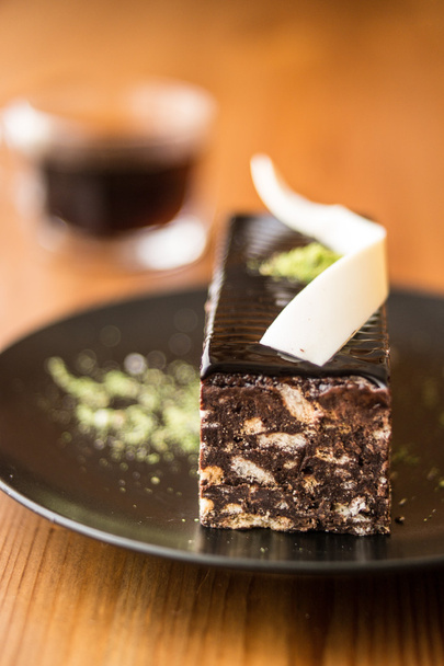 Mosaic Chocolate and Biscuit Cake with Coffee. - Foto, immagini