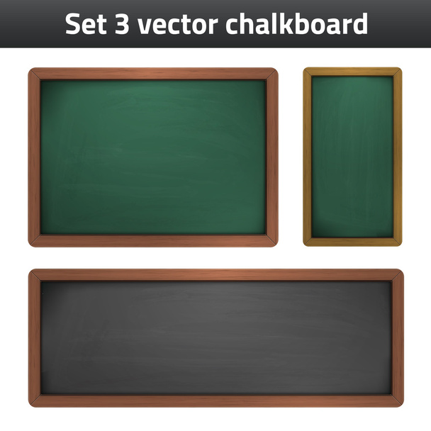 set 3 vectorillustratie schoolbord school benodigdheden - Vector, afbeelding