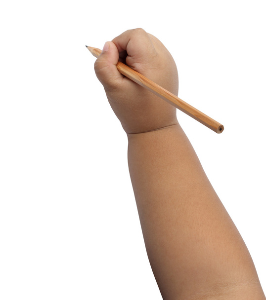 fiatal kézzel írás ceruza elszigetelt Vágógörbe - Fotó, kép