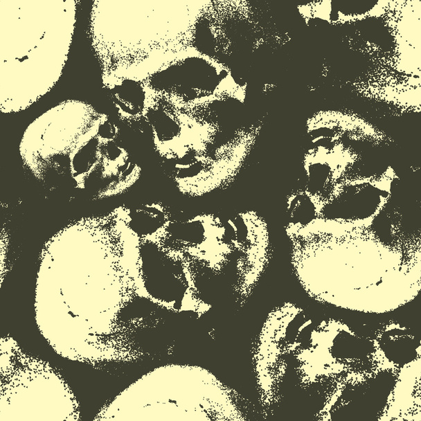 Grunge seamless pattern with skulls. - Vector, Image