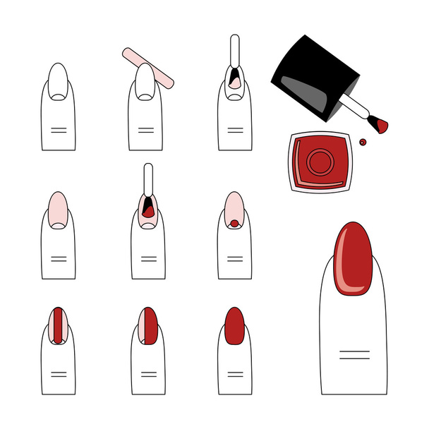 Vector design, how to do a manicure correctly. Steps of manicure - Vector, Image