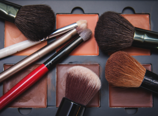 Make-up penselen en rouges - Foto, afbeelding