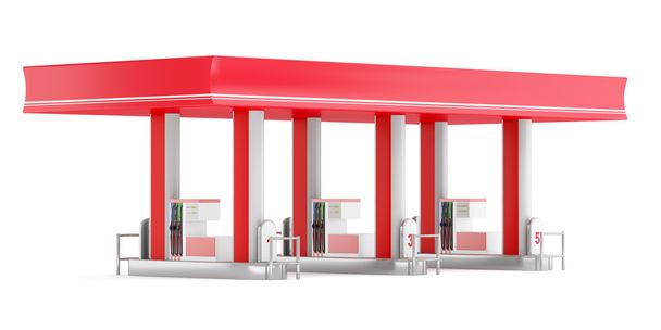 moderna gasolinera aislada sobre fondo blanco. ilustración 3d
 - Foto, Imagen