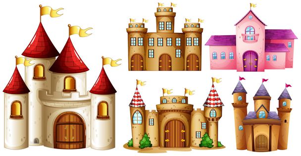 Cinco diseños de torres de castillo
 - Vector, Imagen