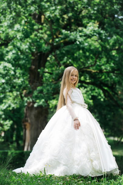small girl in white dress outdoor - Fotografie, Obrázek