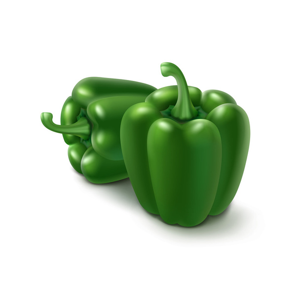 Dva na vektorové zelené sladký bulharský červená paprika, Paprika - Vektor, obrázek