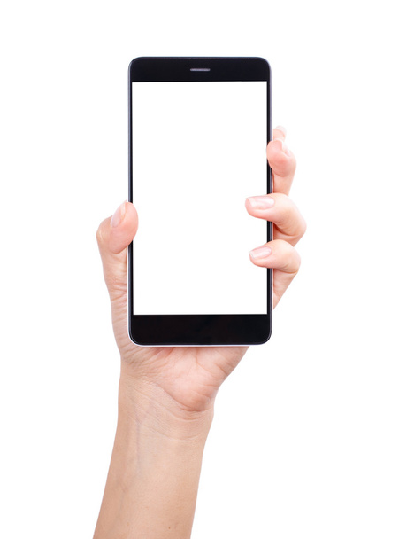 smartphone de mano aislado sobre fondo blanco
 - Foto, imagen