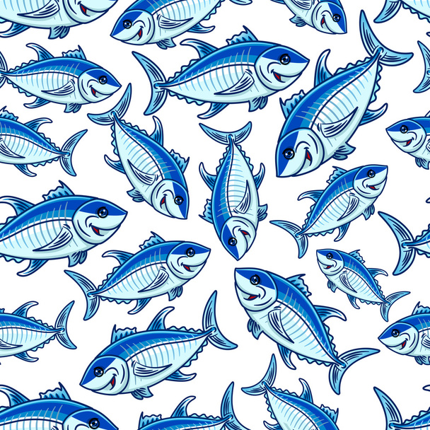 大西洋マグロ魚の群れシームレスなパターン - ベクター画像