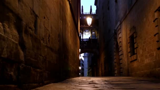 Strada nel quartiere gotico di Barcellona di notte, dolly
 - Filmati, video
