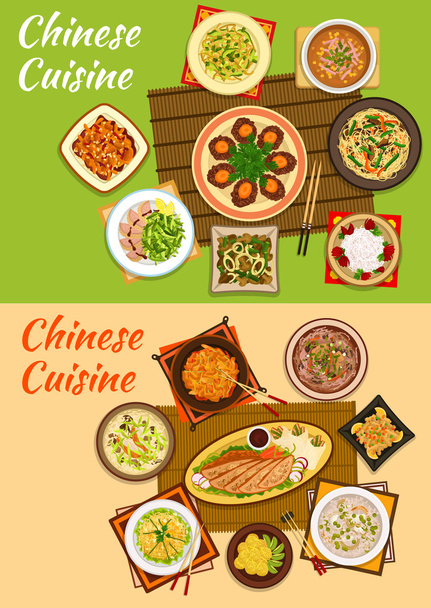 Çin mutfağının simgesi, özel oryantal yemekler - Vektör, Görsel