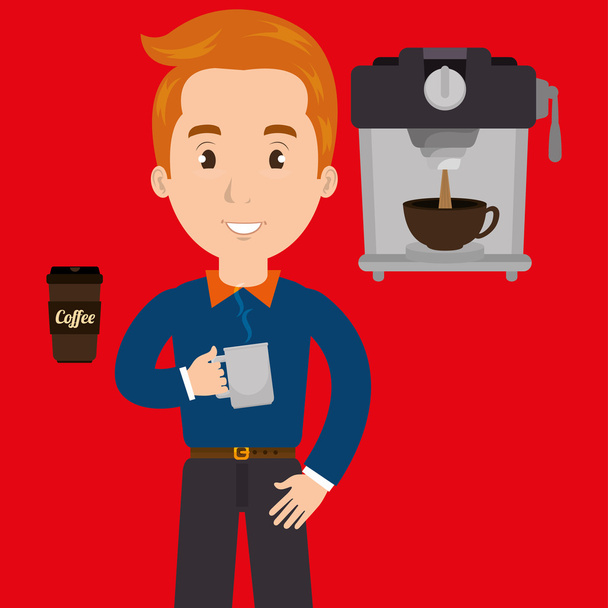 człowiek maszyna coffee cup - Wektor, obraz