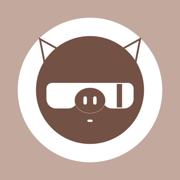 Icône vectorielle design plat sur fond coloré cochon dans des lunettes
 - Vecteur, image
