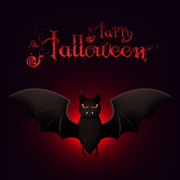 Happy Halloween Card sjabloon met veel vliegende vleermuizen in de duisternis - Vector, afbeelding