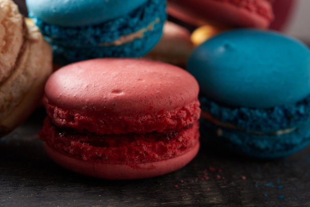 multicolored macaroon on a table close-up - Photo, Image