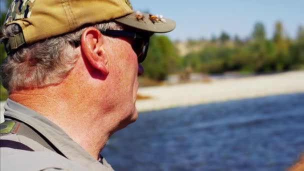 fisherman casting line in freshwater - Footage, Video